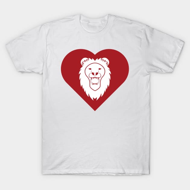 Lion Mascot Cares Red T-Shirt by College Mascot Designs